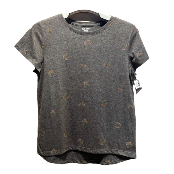 New Old Navy Girl’s Rainbow Print Gray Softest Tee Size Large 14-16 NWT - Picture 1 of 7